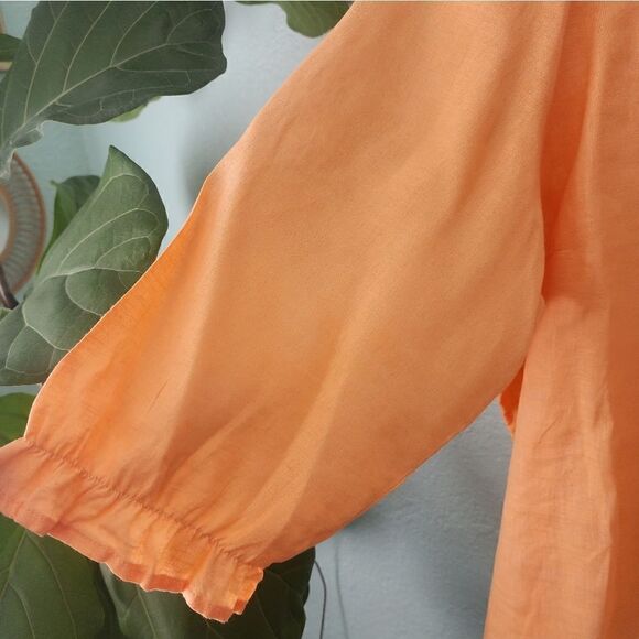 Avenue 100% linen sorbet embroidery embellish 3/4 sleeve tunic style blouse - Picture 6 of 11